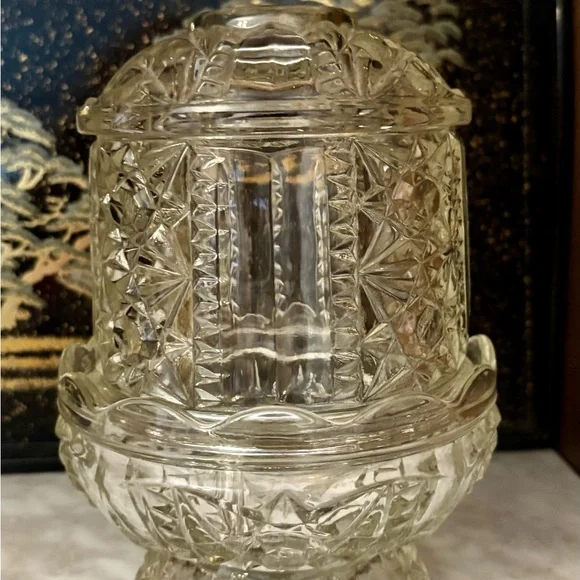 Vintage Indiana Glass Stars and Bars Fairy Lamp - Picture 5 of 7